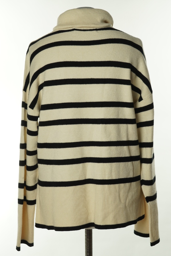 Golf beżowy w czarne paski - VERO MODA zdjęcie 2