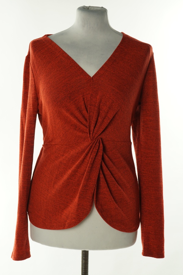 Sweter ceglasty z dekoltem V - SHEIN zdjęcie 1