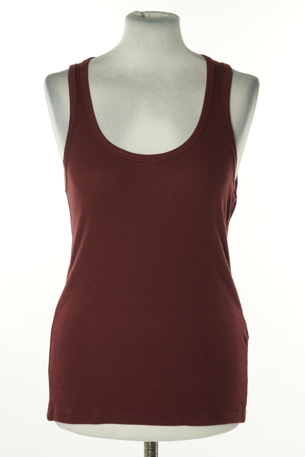 Koszulka bordowa prążkowana, ZARA - ZARA zdjęcie 1