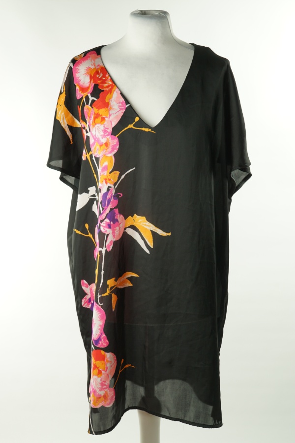 Tunika czarna w kwiaty, H&M - H&M zdjęcie 1