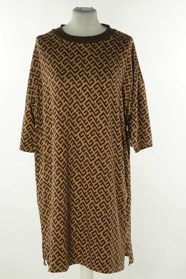 Sukienka beżowo - brązowa - PEP&CO zdjęcie 1