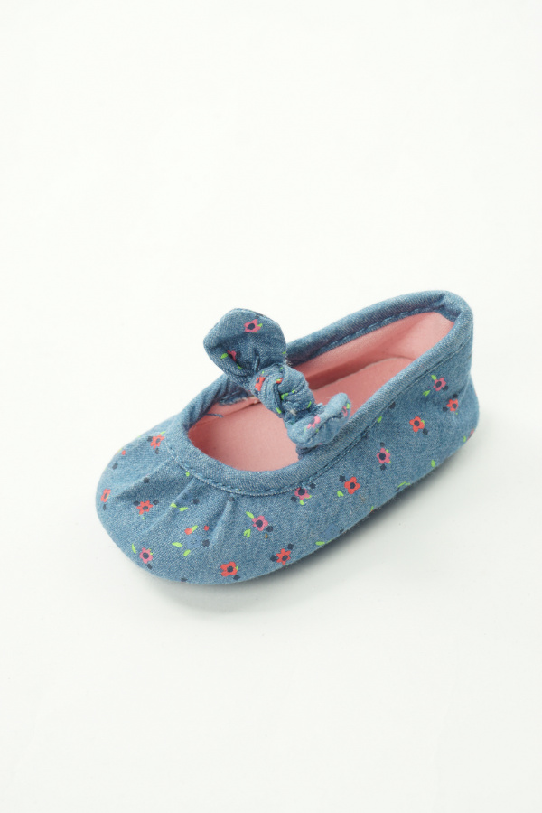 Buty niechodki niebieskie w kwiatki - BRAK METKI Z NAZWĄ PRODUCENTA zdjęcie 1