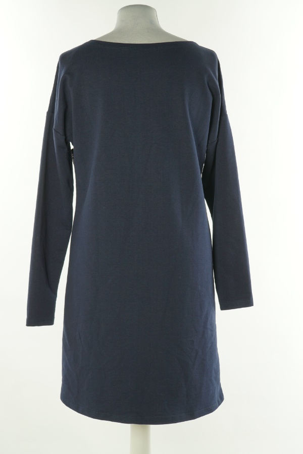 Sukienka granatowa ze złotą kieszenią cekinową - THE STILL zdjęcie 2