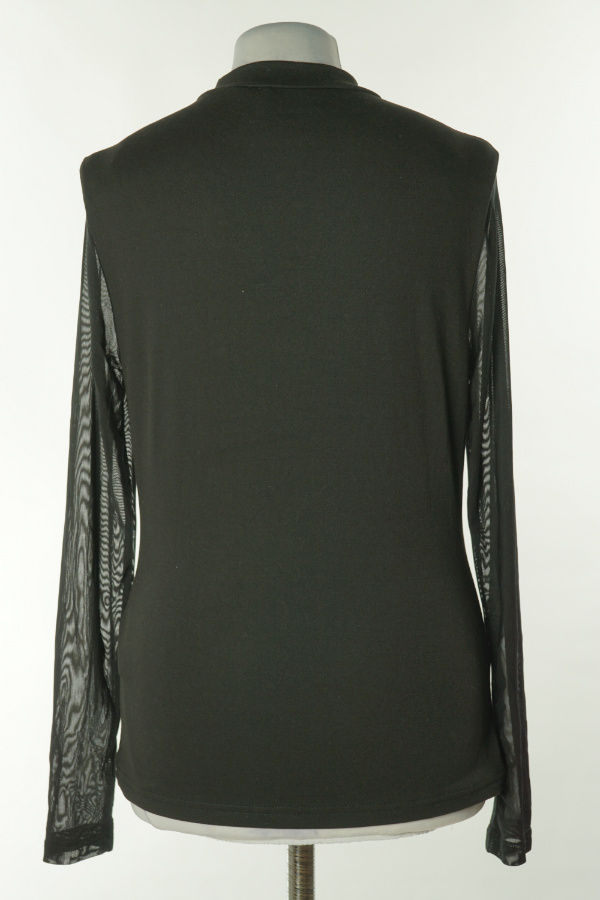 Bluzka czarna z siateczkowymi wstawkami - SHEIN zdjęcie 2