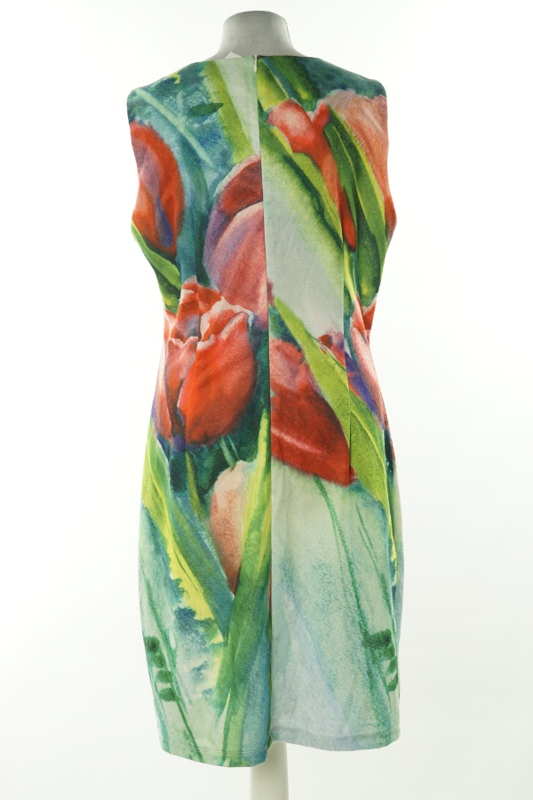 Sukienka zielona duży czerwony kwiat - SMASHED LEMON zdjęcie 2