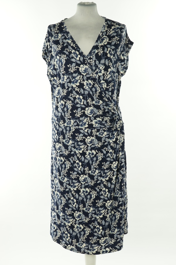 Sukienka kopertowa granatowa w kremowe kwiaty - INDISKA zdjęcie 1