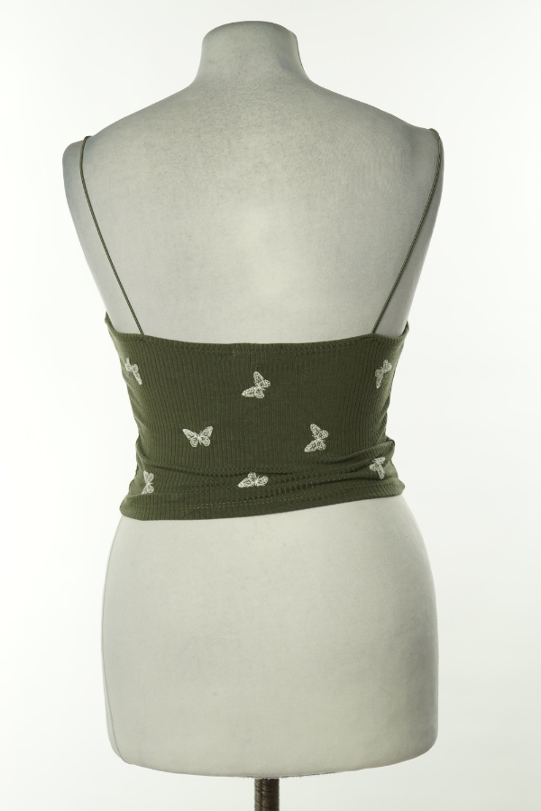Top zielony prążkowany w motyle - STRADIVARIUS zdjęcie 2