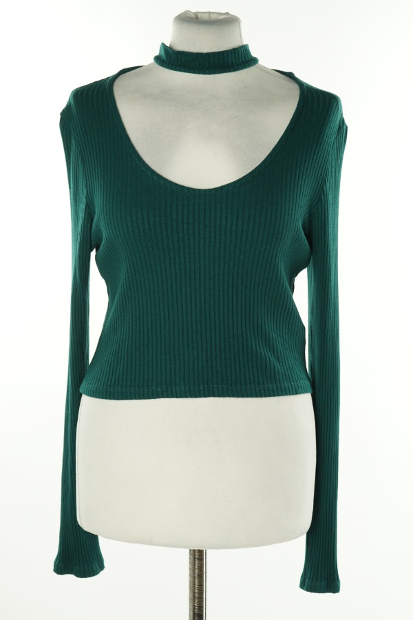 Bluzka zielona prążkowana - TOPSHOP zdjęcie 1