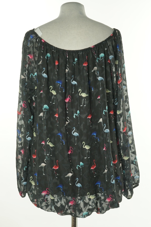 Bluzka czarna we flamingi - BRAK METKI Z NAZWĄ PRODUCENTA zdjęcie 2