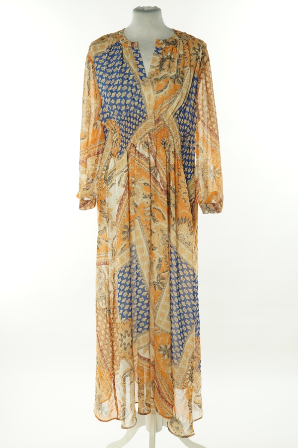 Sukienka pomarańczowo-niebieska wzorzysta - GALLERY zdjęcie 1