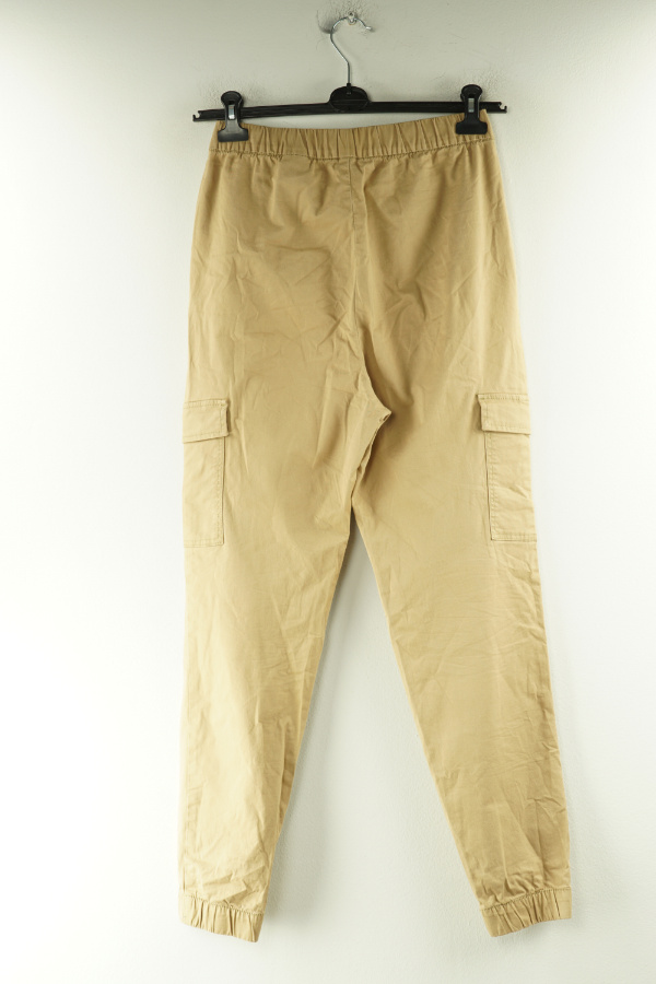 Spodnie jeansowe beżowe z dużymi kieszeniami - H&M zdjęcie 2