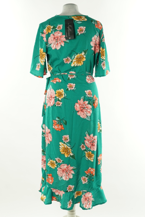 Sukienka kopertowa zielona kwiecista - INFFIENCE zdjęcie 2