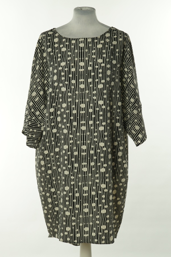 Sukienka czarna w paski i ciapki - F&F zdjęcie 1