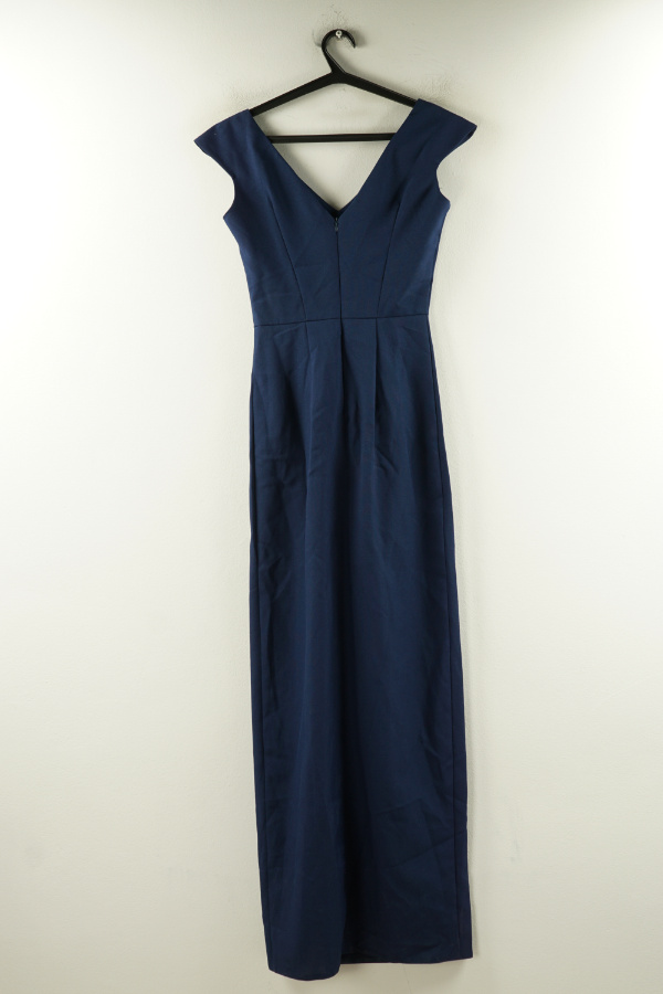 Sukienka granatowa z rozcięciem - A&A zdjęcie 2