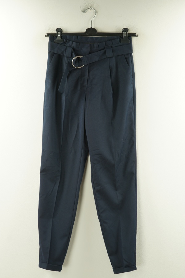 Spodnie granatowe z paskiem - VERO MODA zdjęcie 1