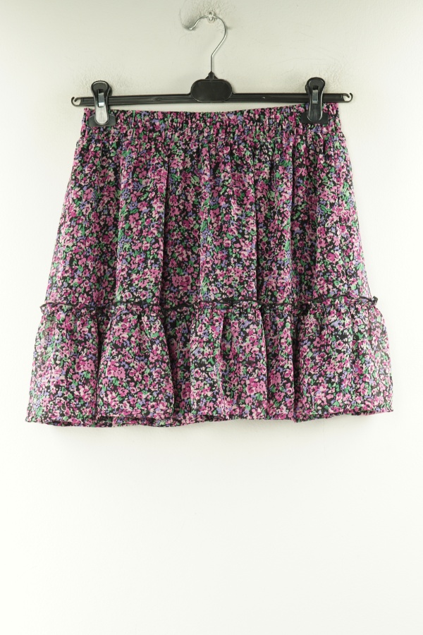 Spódnica krótka fioletowa w kwiatki - FB SISTER zdjęcie 1