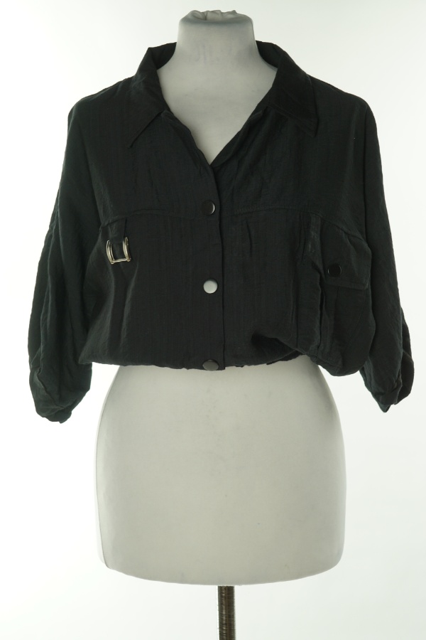 Top czarny zapinany, BERSHKA - BERSHKA zdjęcie 1