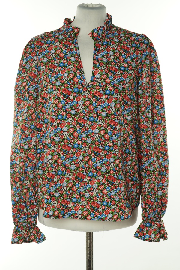 Bluzka czerwono-niebieska kwiecista - BRAK METKI Z NAZWĄ PRODUCENTA zdjęcie 1