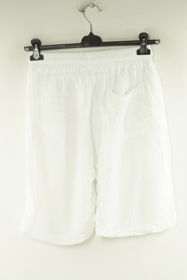 Krótkie spodenki materiałowe białe muślinowe - COTTON zdjęcie 2