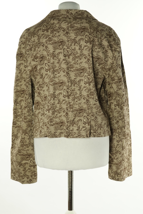 Żakiet beżowo-brązowy krótki wzorzysty - BRAK METKI Z NAZWĄ PRODUCENTA zdjęcie 2