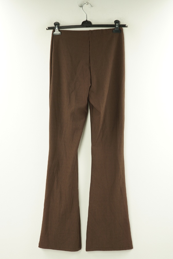 Spodnie materiałowe brązowe dzwony prążkowane - BUBBLEROOM zdjęcie 2