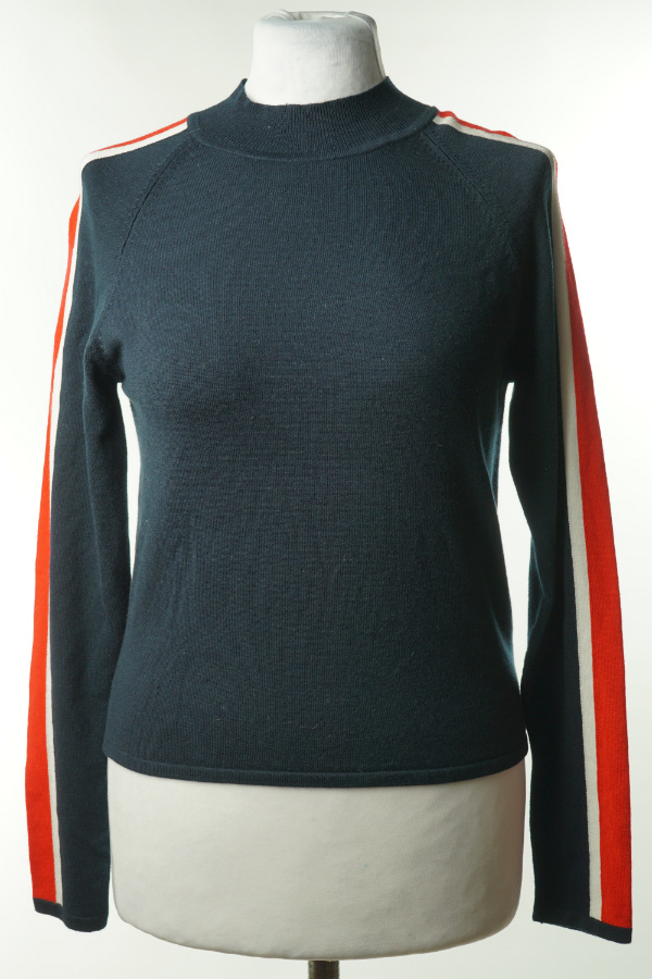 Sweter granatowy z lampasem - H&M zdjęcie 1
