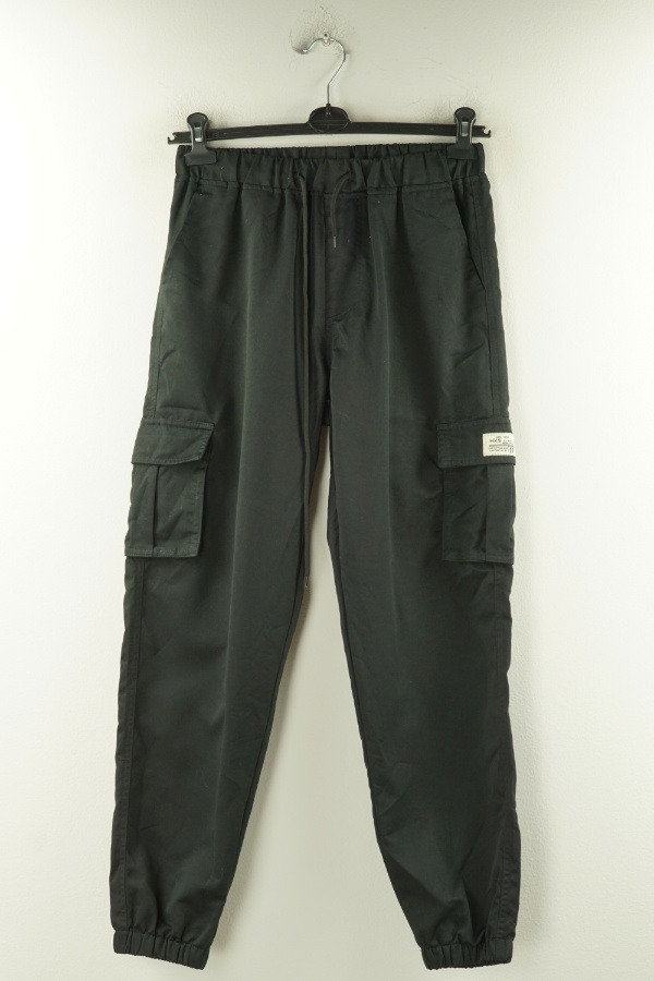 Spodnie materiałowe czarne na gumkę z kieszeniami - SHEIN zdjęcie 1