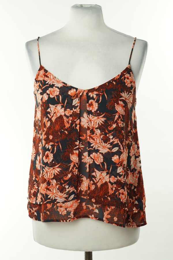 Bluzka czarna w pomarańczowe kwiatki, H&M - H&M zdjęcie 1