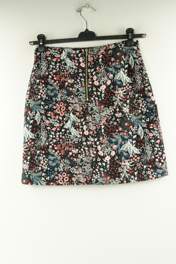 Spódnica czarna materiałowa w kwiatki - H&M zdjęcie 2