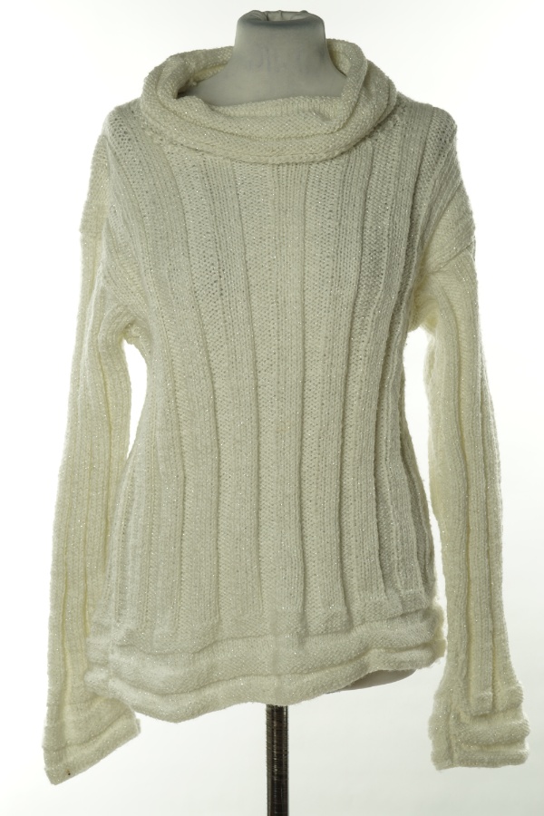 Sweter biały ze srebrną nitką - BRAK METKI Z NAZWĄ PRODUCENTA zdjęcie 1