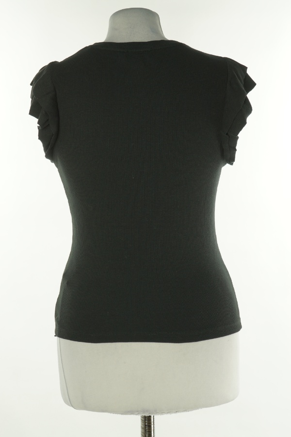 Koszulka czarna prążkowana - NEW LOOK zdjęcie 2