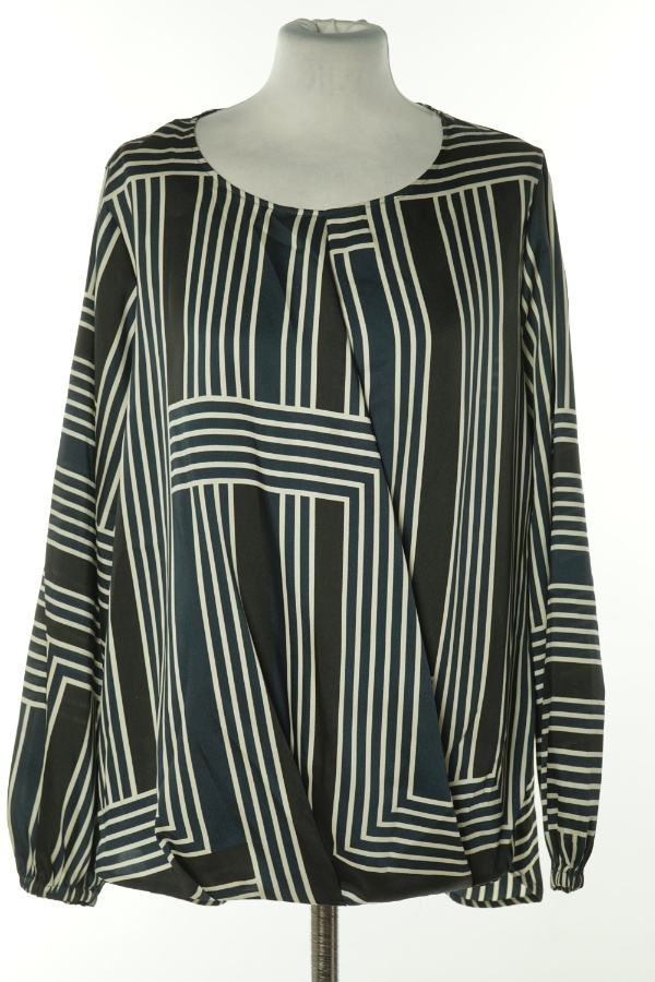 Bluzka granatowo-czarna w białe paski - F&F zdjęcie 1