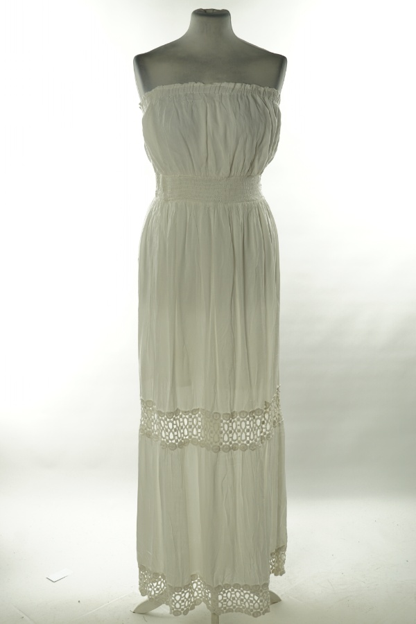 Sukienka biała z ażurowymi wstawkami - WHITE DIAMONDS zdjęcie 1