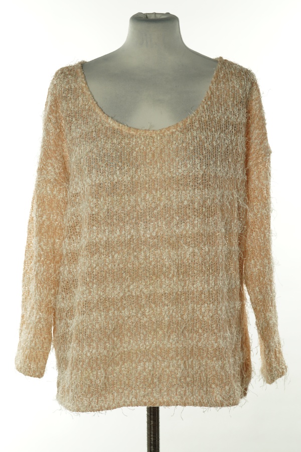 Sweter brzoskwiniowo-biały - BRAK METKI Z NAZWĄ PRODUCENTA zdjęcie 1