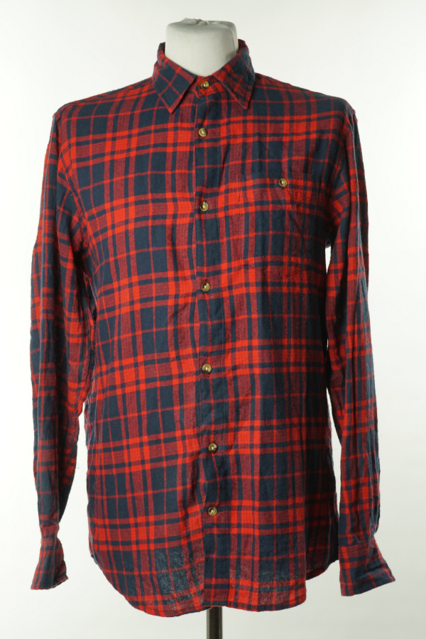 Koszula czerwono - granatowa kraciasta - BRAK METKI Z NAZWĄ PRODUCENTA zdjęcie 1