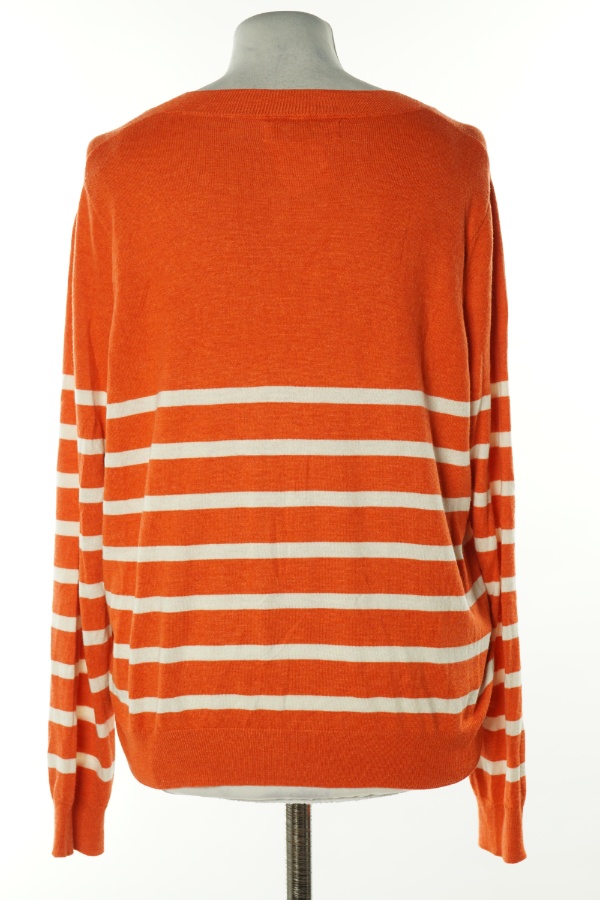 Sweter pomarańczowo-biały w paski, MANGO - MANGO zdjęcie 2