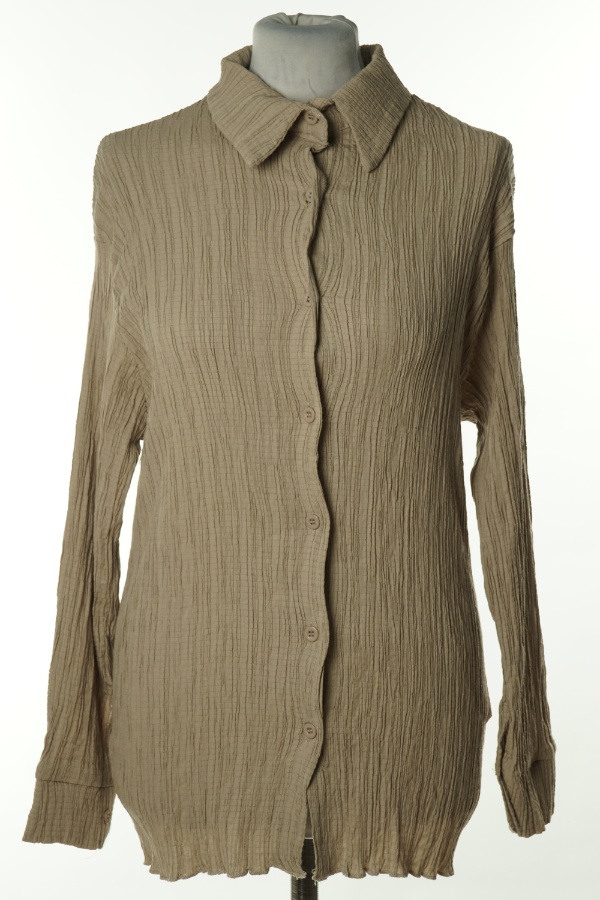 Koszula beżowa z marszczoną fakturą - SHEIN zdjęcie 1