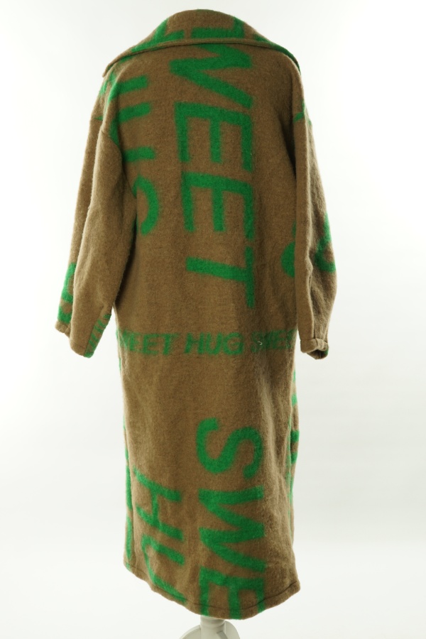 Płaszcz cienki beżowo-zielony(35% WEŁNA) - MADE IN ITALY zdjęcie 2