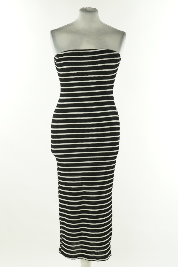 Sukienka opinająca czarna w białe paski - SHEIN zdjęcie 1