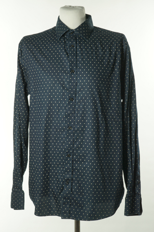 Koszula granatowa w beżowy wzorek - M&S zdjęcie 1