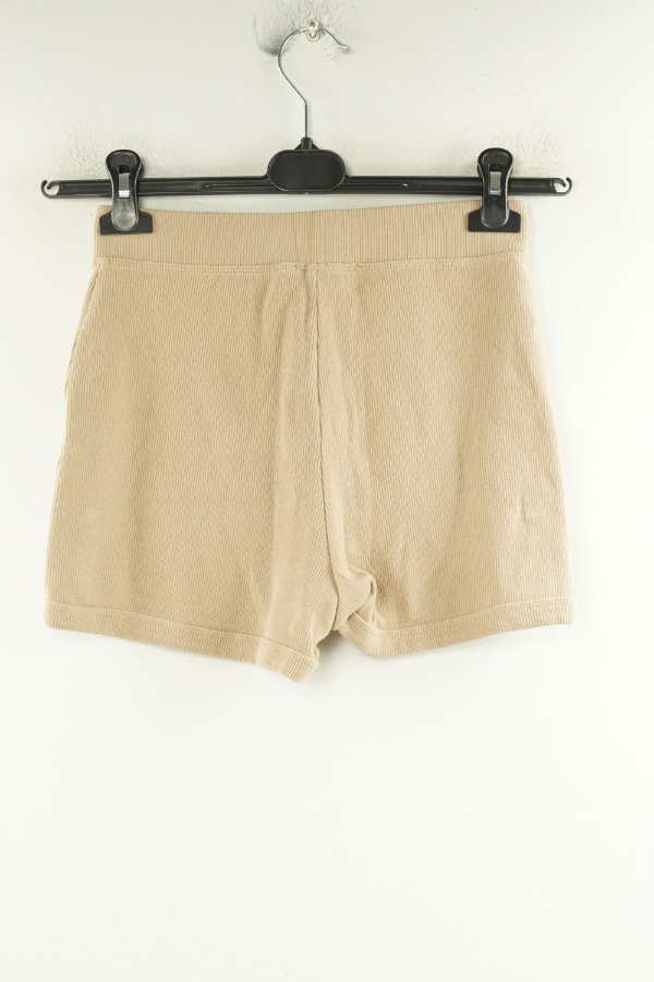 Krótkie spodenki dresowe beżowe prążkowane - ZARA zdjęcie 2