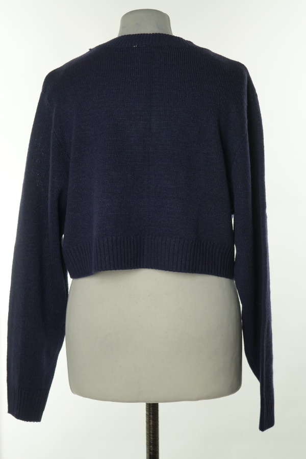 Kardigan granatowy z wzorzystym przodem - H&M zdjęcie 2