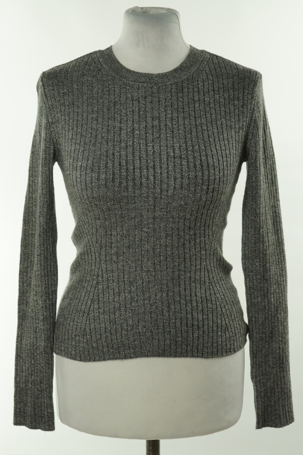 Bluzka sweterkowa szara prążkowana - H&M zdjęcie 1