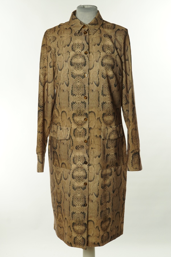 Sukienka beżowa wężowa zapinana - EZURI zdjęcie 1