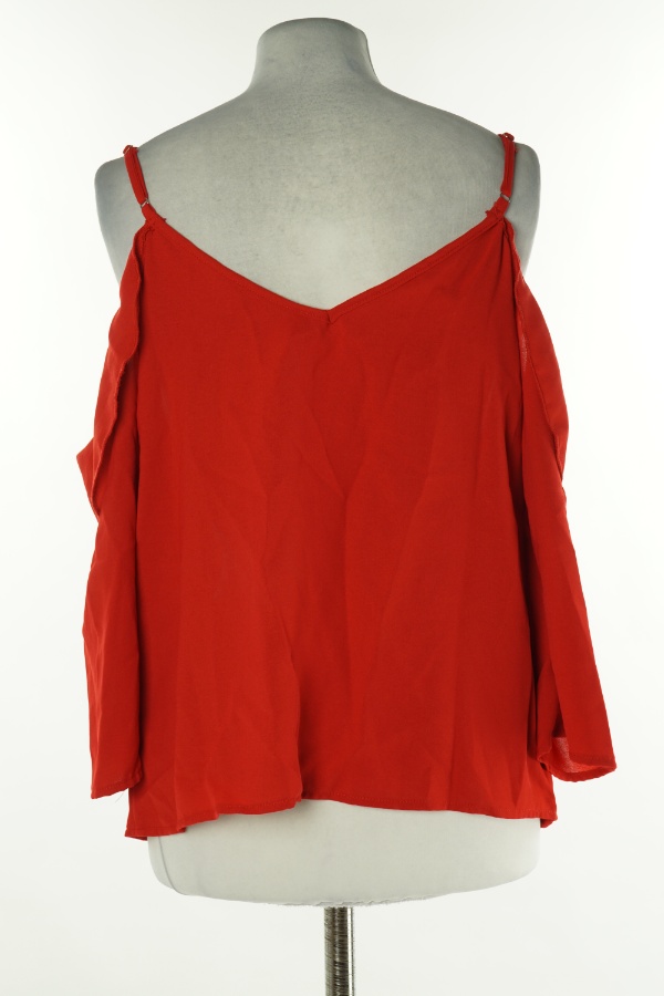 Bluzka czerwona z odkrytymi ramionami - BRAK METKI Z NAZWĄ PRODUCENTA zdjęcie 2