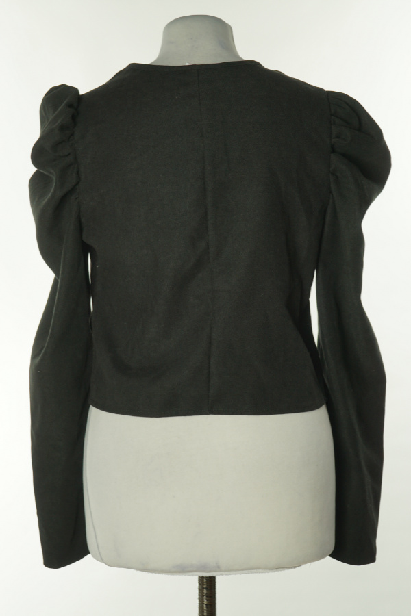 Bluzka czarna zapinana na suwak z bufkami na ramionach - GOMORN zdjęcie 2