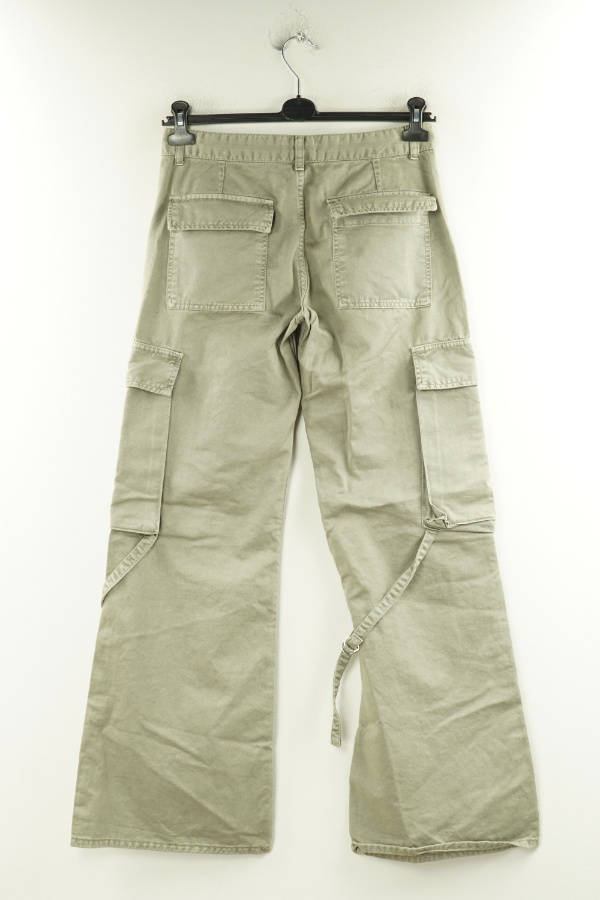 Spodnie jeansowe zielone z szerokimi nogawkami i dużymi kieszeniami - ZARA zdjęcie 2
