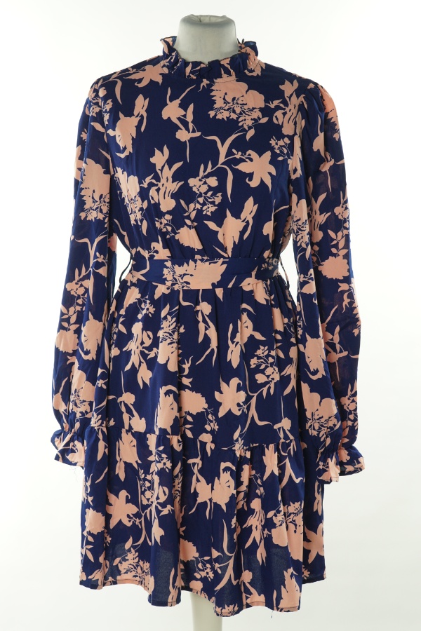 Sukienka granatowa w różowe kwiaty - DROIMP zdjęcie 1
