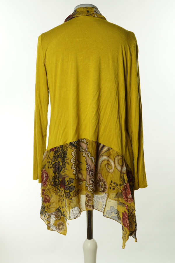 Narzutka żółta z kwiatowymi wstawkami - MADE IN ITALY zdjęcie 2