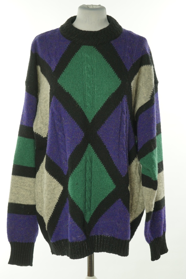 Sweter fioletowo-szary wełniany - ADAMS zdjęcie 1